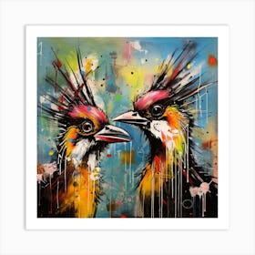 Abstract Crazy Whimsical Birds Art Print