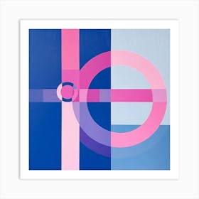 Pink and blue abstract geometrical painting Art Print