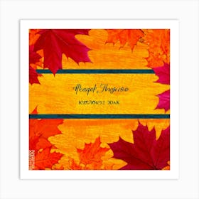 Autumn Themed Sale Banner Featuring Rich Textured Leaves In Shades Of Orange And Yellow Intertwine Art Print