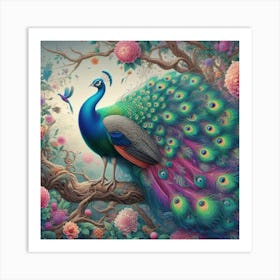 Peacock bird wall art Art Print