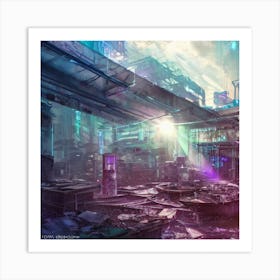 Cyberpunk City slum Art Print