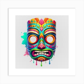 Watercolor Festival Tiki Mask 6 Art Print