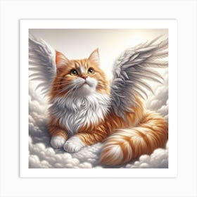 All Cat Go To Heaven 4/4 (pussy cat kitten felines fur baby lost angel wings) Art Print