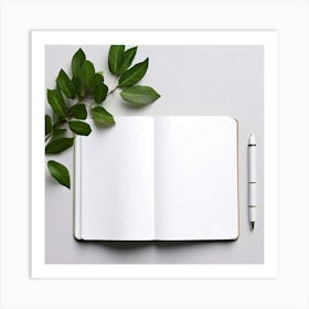 Mock Up Blank Pages Open Book Spread Unmarked Writable Notebook Journal White Clean Min (22) Art Print