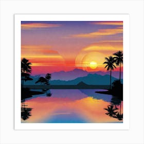 Sunset Over The Water 6 Art Print