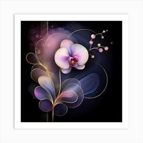 Orchid Flower On A Black Background Art Print