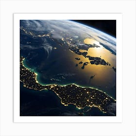 Earth At Night 9 Art Print