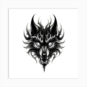 Wolf Head Tattoo 4 Art Print