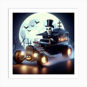 Skeleton In A Car 1 Art Print