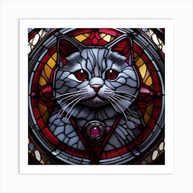 Cat, Pop Art 3D stained glass cat superhero limited edition 42/60 Art Print