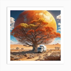 Desert Landscape With A Tree Art Print