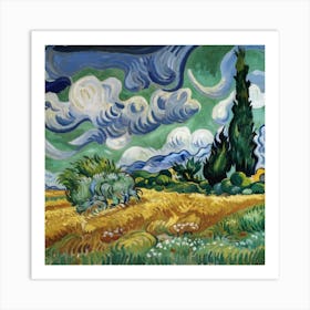 A Wheatfield With Cypresses, Vincent van Gogh 8 Art Print