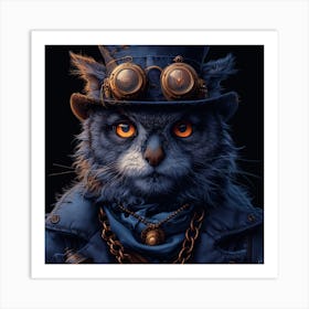 Steampunk Cat 4 Art Print