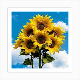 Sunflowers Against A Blue Sky Art Print