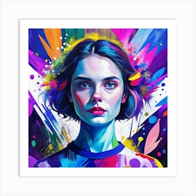 Girl With The Rainbow Hair Art Print