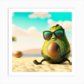 Avocado On The Beach Art Print