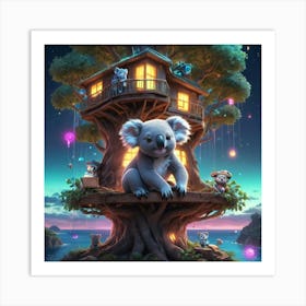 Koala Tree House Art Print