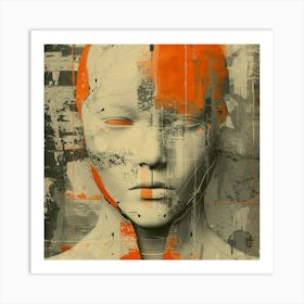 Sci-Fi Grungy Textured Android Portrait Art Print