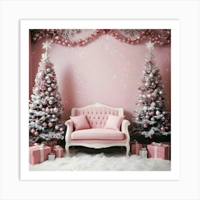 Pink Christmas Tree Art Print