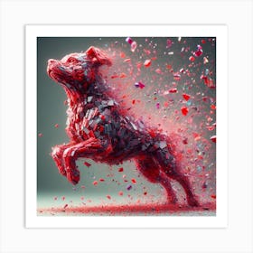 Dog from red glass 2 Art Print