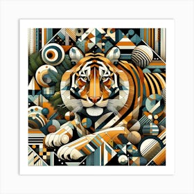 Geometric Art Tigers in the jungle 3 Art Print