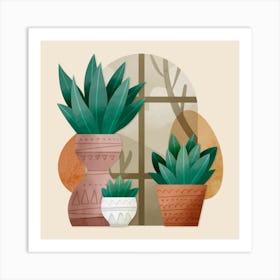 Houseplants by the Window Watercolor Art Print