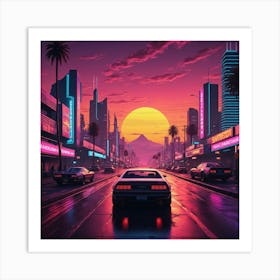 Neon Cityscape 1 Art Print