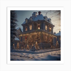 Christmas Decorated Home Outside Perfect Composition Beautiful Detailed Intricate Insanely Detaile (2) Art Print