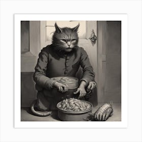 Cat In A Bowl Art Print