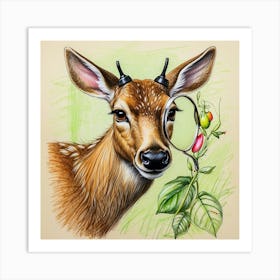 Deer With A Magnifying Glass 10 Art Print