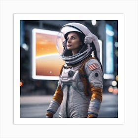 Woman Astronaut In Spacesuit Art Print