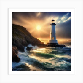 Lighthouse In The Ocean 8 Art Print