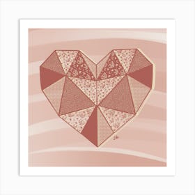 Quilted Patchwork Floral Sewing Fabric Heart Pink Art Print