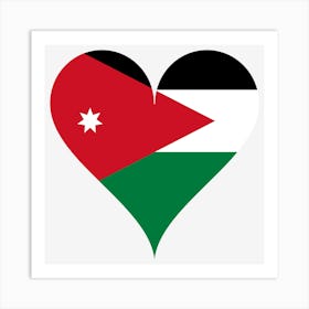 Heart Love Affection Jordan Arabian Peninsula Star Heart Shaped Flag Art Print