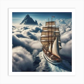 Sailing Ship In The Clouds Art Print