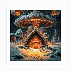 Wooden hut left behind by an atomic explosion 12 Art Print