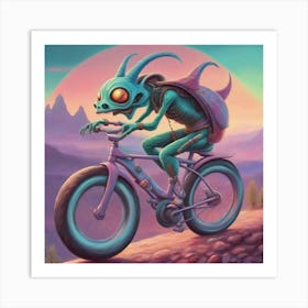 Alien On A Bike Art Print