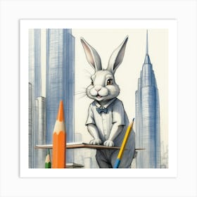 Bunny In Pencils Art Print