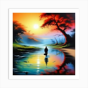Sunset In The River 1 Art Print