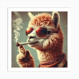 Llama Smoking Weed 1 Art Print