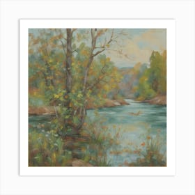 Riverside Scene Art Print