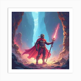 Fighter In A Magical, Colorful Watercolor Arena 1 Art Print