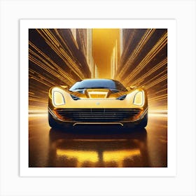 Golden Ferrari 2 Art Print