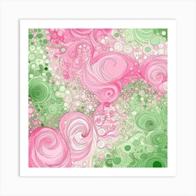 Pink And Green Swirls 5 Art Print