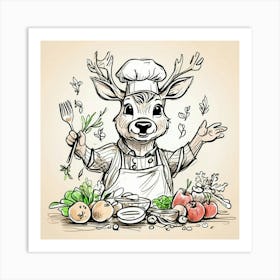 Chef Deer 18 Art Print