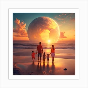 Family On The Beach Art Print