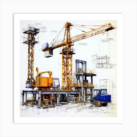 Construction Crane Stock Videos & Royalty-Free Footage Art Print