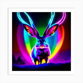 Neon Jackalope Art Print