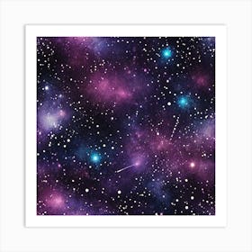 Cosmic Backgrounds With Deep Blues Purples And Twinkling Lights Art Print