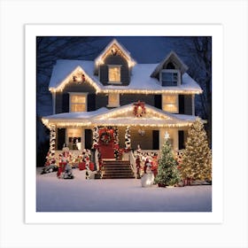 Christmas Lights On A House 4 Art Print